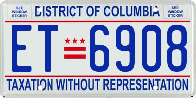 DC license plate ET6908