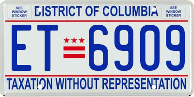 DC license plate ET6909