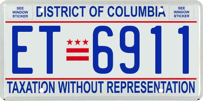 DC license plate ET6911