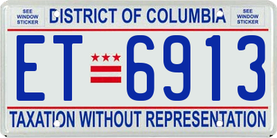 DC license plate ET6913