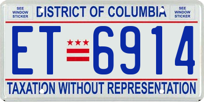 DC license plate ET6914