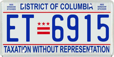 DC license plate ET6915