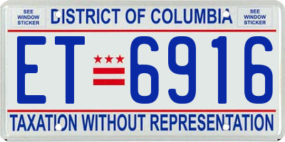 DC license plate ET6916