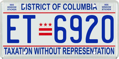 DC license plate ET6920