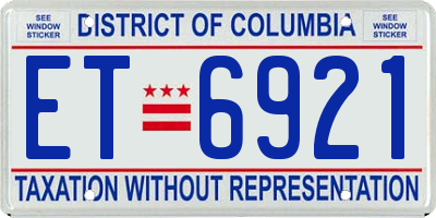 DC license plate ET6921