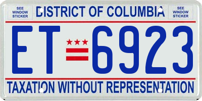 DC license plate ET6923