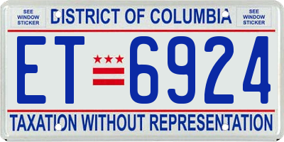 DC license plate ET6924