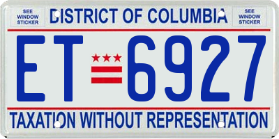 DC license plate ET6927