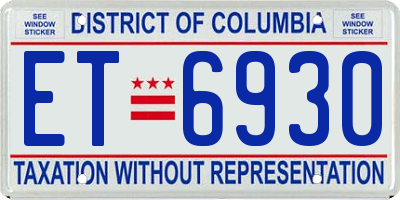 DC license plate ET6930