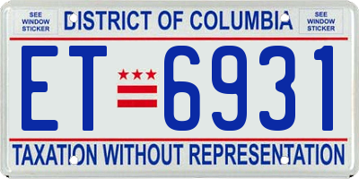 DC license plate ET6931