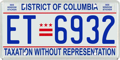 DC license plate ET6932