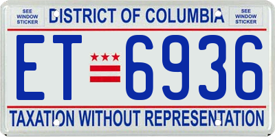 DC license plate ET6936