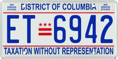 DC license plate ET6942