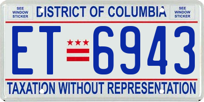 DC license plate ET6943