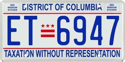 DC license plate ET6947