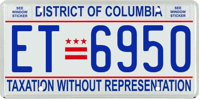 DC license plate ET6950
