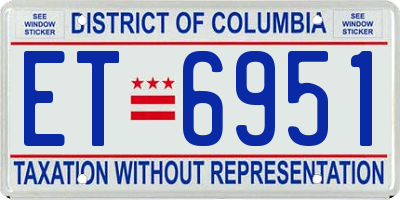 DC license plate ET6951