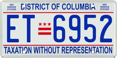 DC license plate ET6952