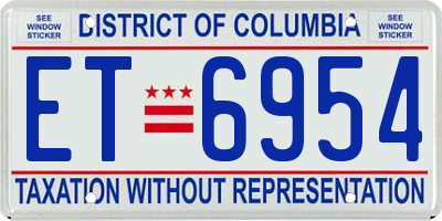 DC license plate ET6954