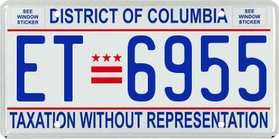 DC license plate ET6955