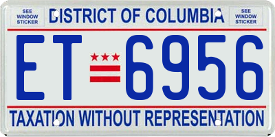 DC license plate ET6956