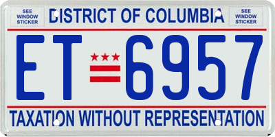 DC license plate ET6957