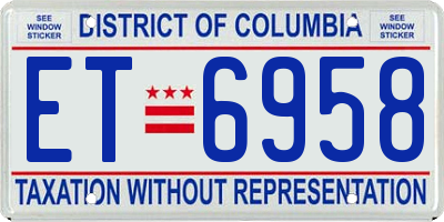 DC license plate ET6958