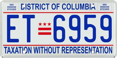 DC license plate ET6959
