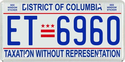 DC license plate ET6960