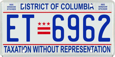 DC license plate ET6962