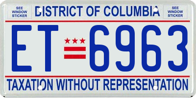 DC license plate ET6963