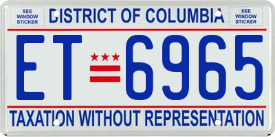 DC license plate ET6965