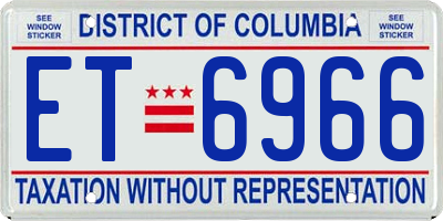 DC license plate ET6966