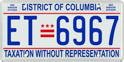 DC license plate ET6967