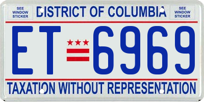 DC license plate ET6969