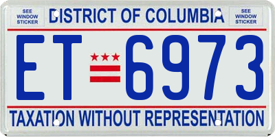 DC license plate ET6973