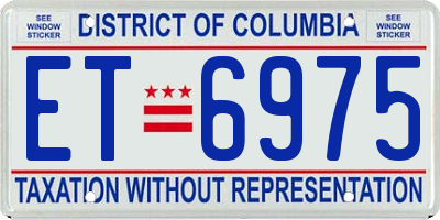 DC license plate ET6975