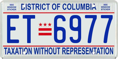 DC license plate ET6977