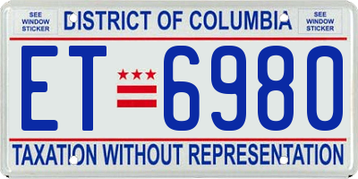 DC license plate ET6980