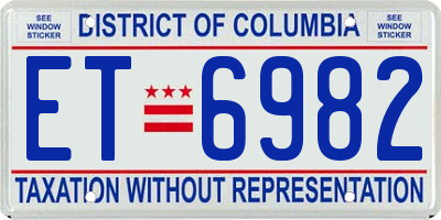 DC license plate ET6982