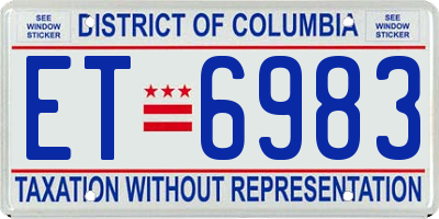 DC license plate ET6983