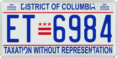 DC license plate ET6984