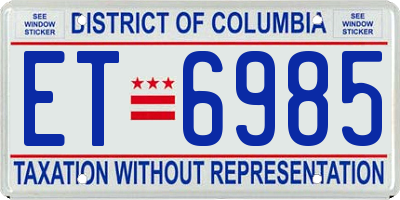 DC license plate ET6985