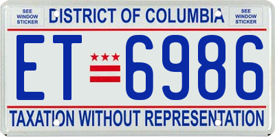 DC license plate ET6986