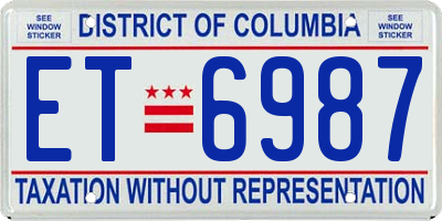 DC license plate ET6987