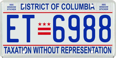 DC license plate ET6988