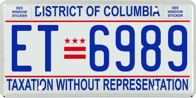 DC license plate ET6989