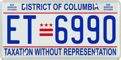 DC license plate ET6990