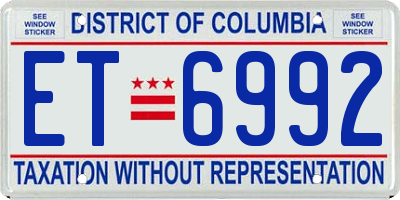 DC license plate ET6992