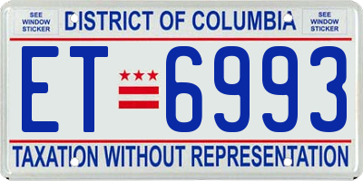 DC license plate ET6993